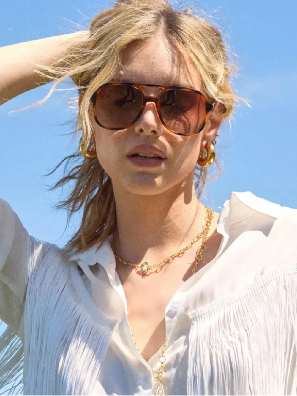 Sojos Yellow Oversized Aviator Sunglasses with Amber Gradient Lenses